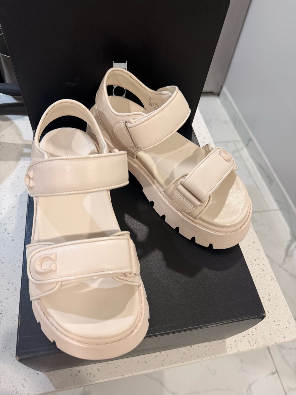 Coach Women's Chunky Strap Sandals in Cream